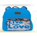 Mochila Love Azul Lentejueglas Sequins