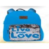 Mochila Love Azul Lentejueglas Sequins