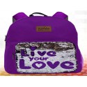 Mochila Love morada Lentejuelas Sequins