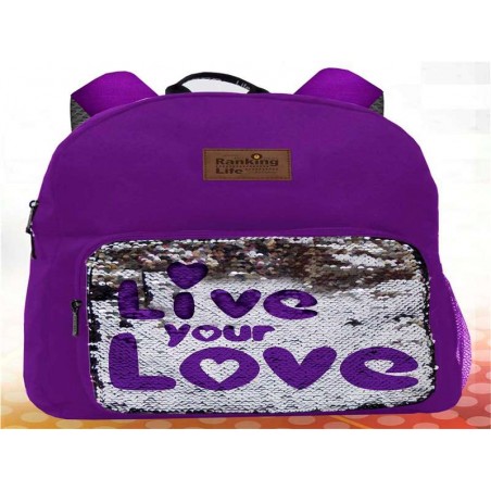 Mochila Love morada Lentejuelas Sequins
