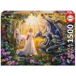 PUZZLE 1500 DRAGON PRINCESA Y UNICORNIO