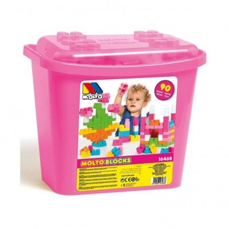 Molto Cubeta 90 Piezas Rosa| Juguete Infantil 