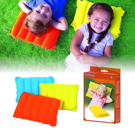 ALMOHADA HINCHABLE DE VIAJE FLOCADA 38X22 CM 1 UNIDAD