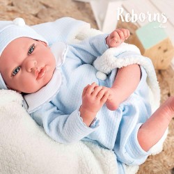 Muñecas Arias Reborn Tiago con Manta y Peluche 40 cm