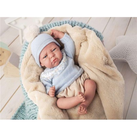 REBORN 40 CM PEDRO CON MANTA Y PELUCHE