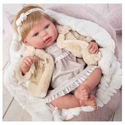 REBORN 45 CM LEIRE CON MANTA Y PELUCHE