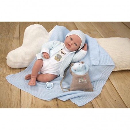 REBORN 45 CM ADRIAN CON MANTA Y PELUCHE