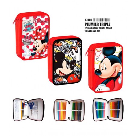 ESTUCHE TRES DEPARTAMENTOS MICKEY