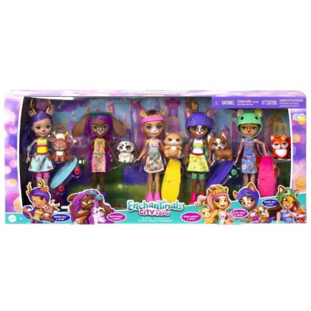 ENCHANTIMALS CITY TAILS PACK 5 MUÑECAS