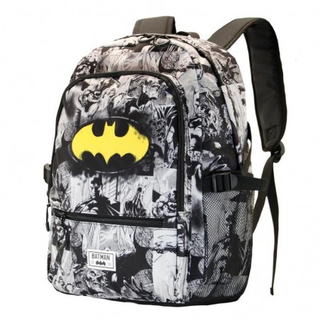 MOCHILA BATMAN FIGHT HS FAN BLANCO Y NEGRO