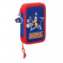 PLUMIER DOBLE PÑO 28 PZAS SONIC LETS ROLL