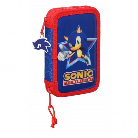 PLUMIER DOBLE PÑO 28 PZAS SONIC LETS ROLL