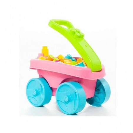 VAGON CON BLOQUES COLOR ROSA