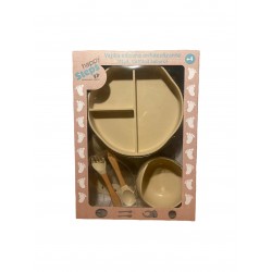 HAPPYSTEPS VAJILLA+BABERO SILICONA  BEIGE