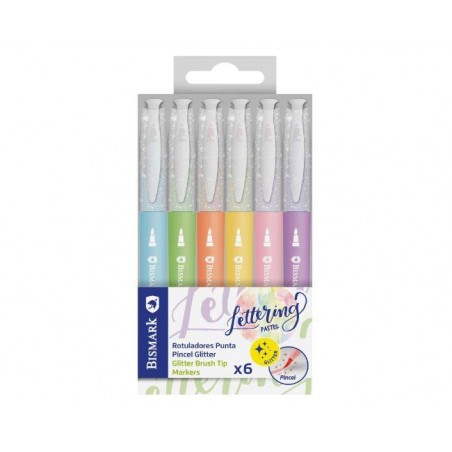 ROTULADORES GLITTER 6 COLORES LETTERING 